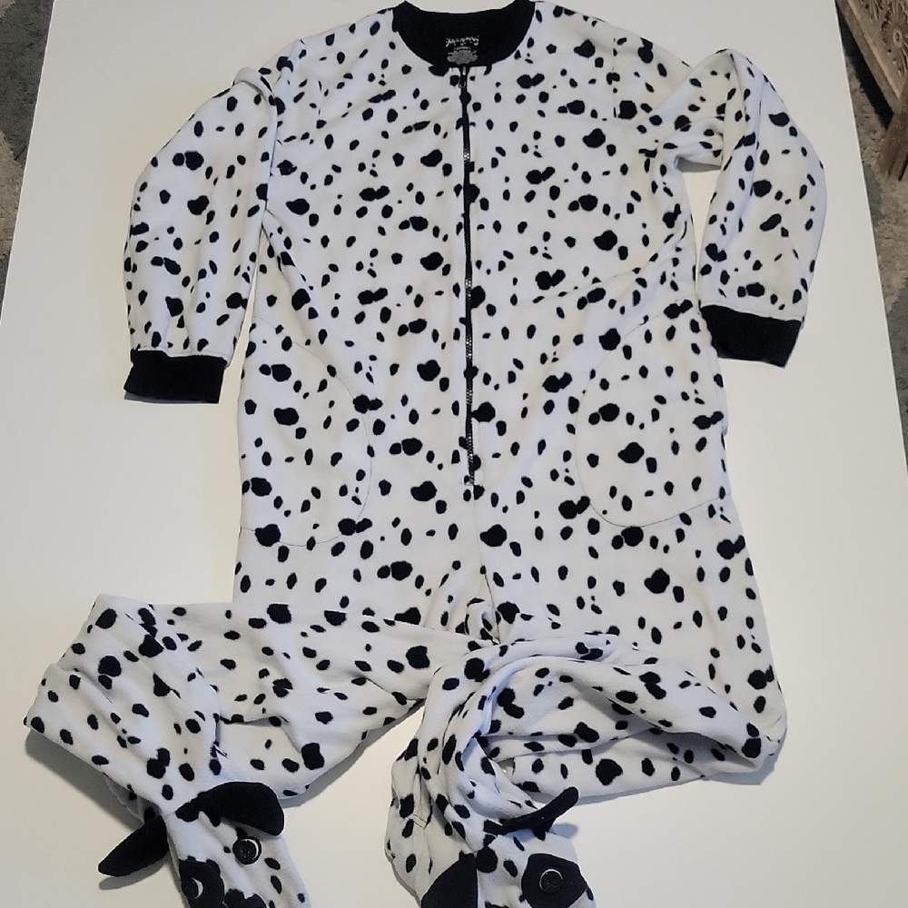 Nick & Nora Black and White Dalmatian Onesie Pajamas Sz M